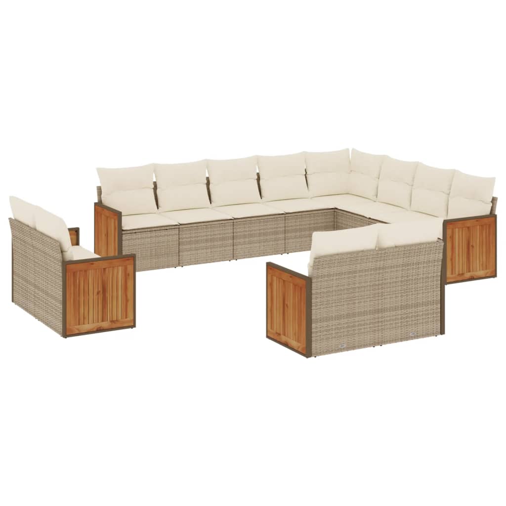 sofasæt til haven 12 dele med hynder polyrattan beige