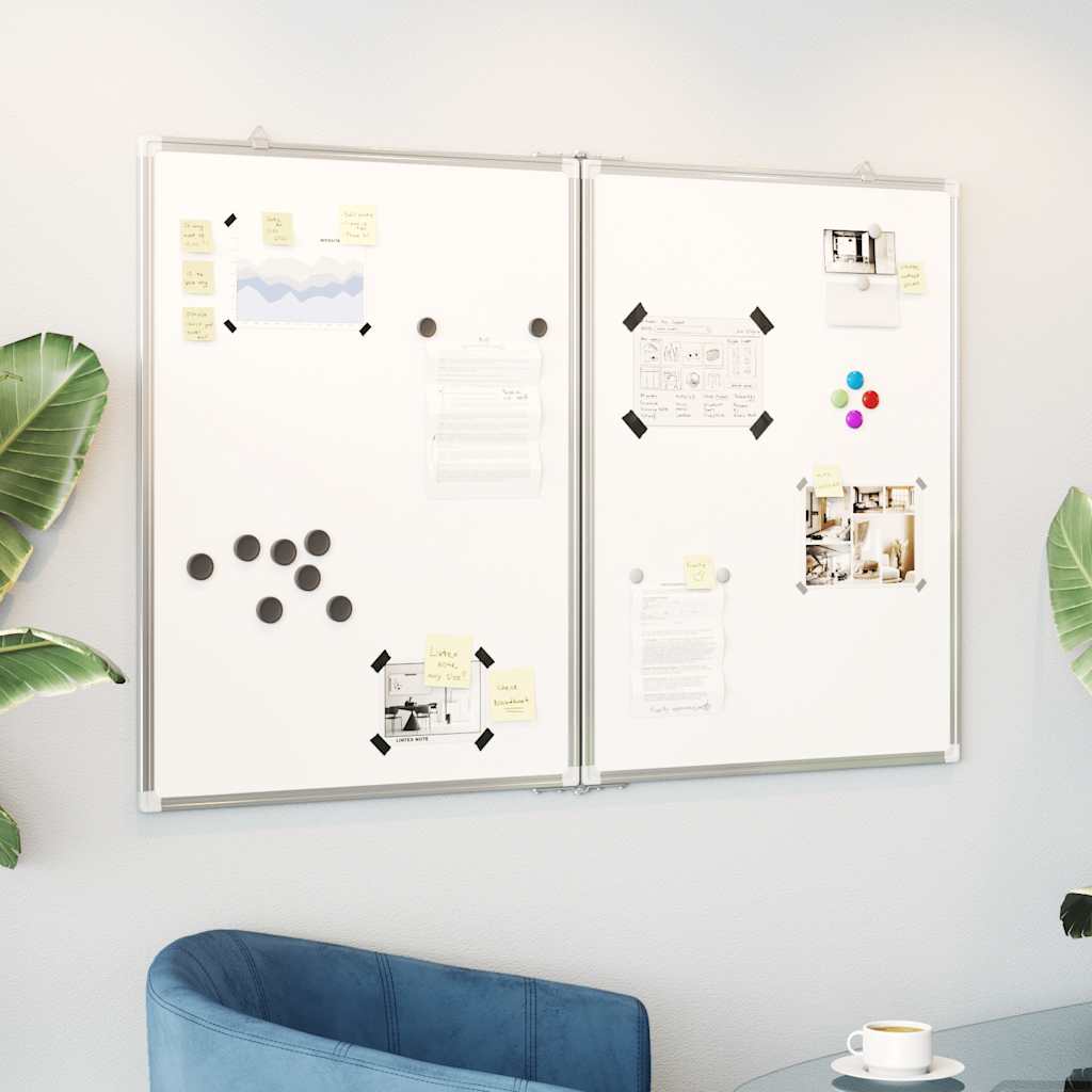magnetisk whiteboard 100x80x1,7 cm foldbart aluminium