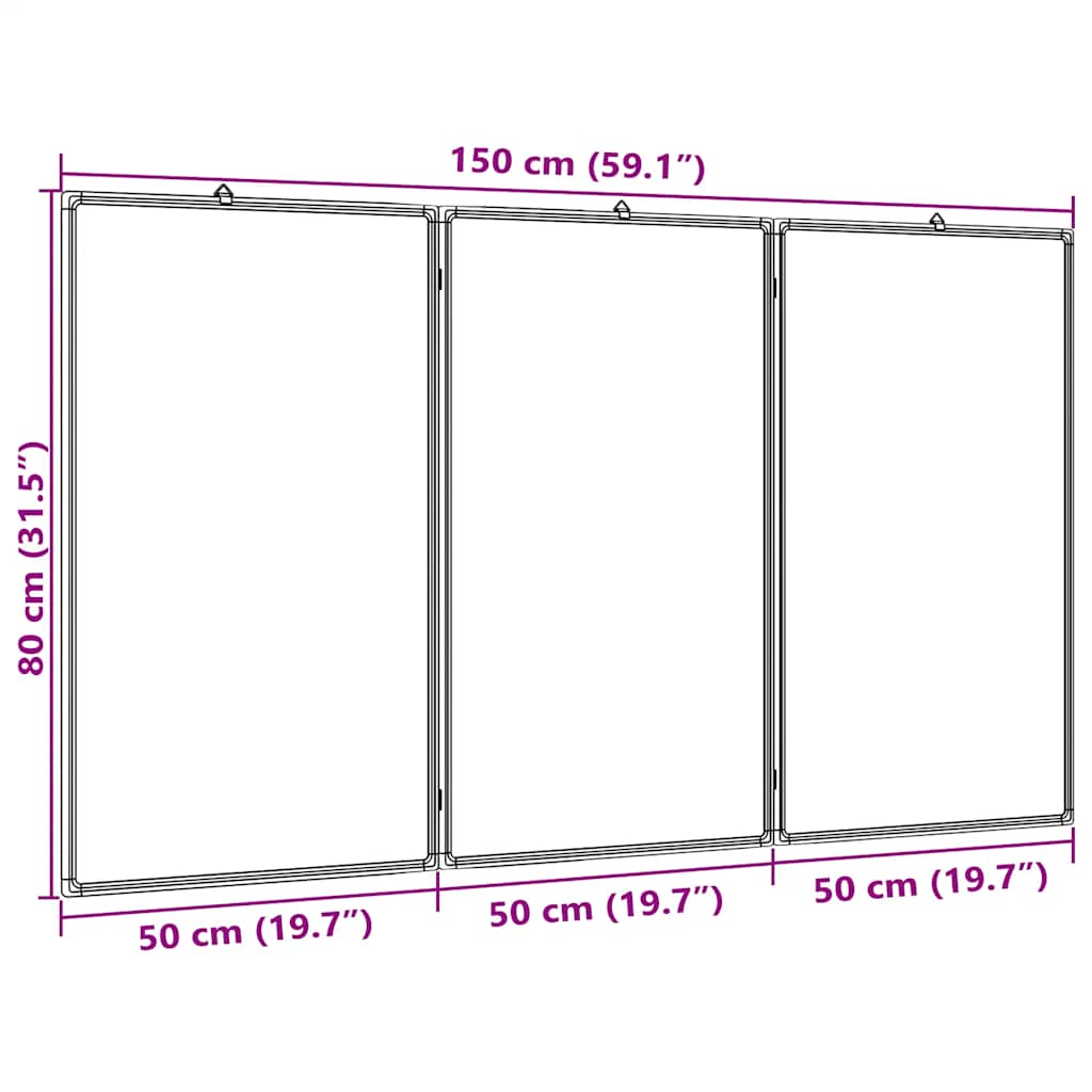 magnetisk whiteboard 150x80x1,7 cm foldbart aluminium