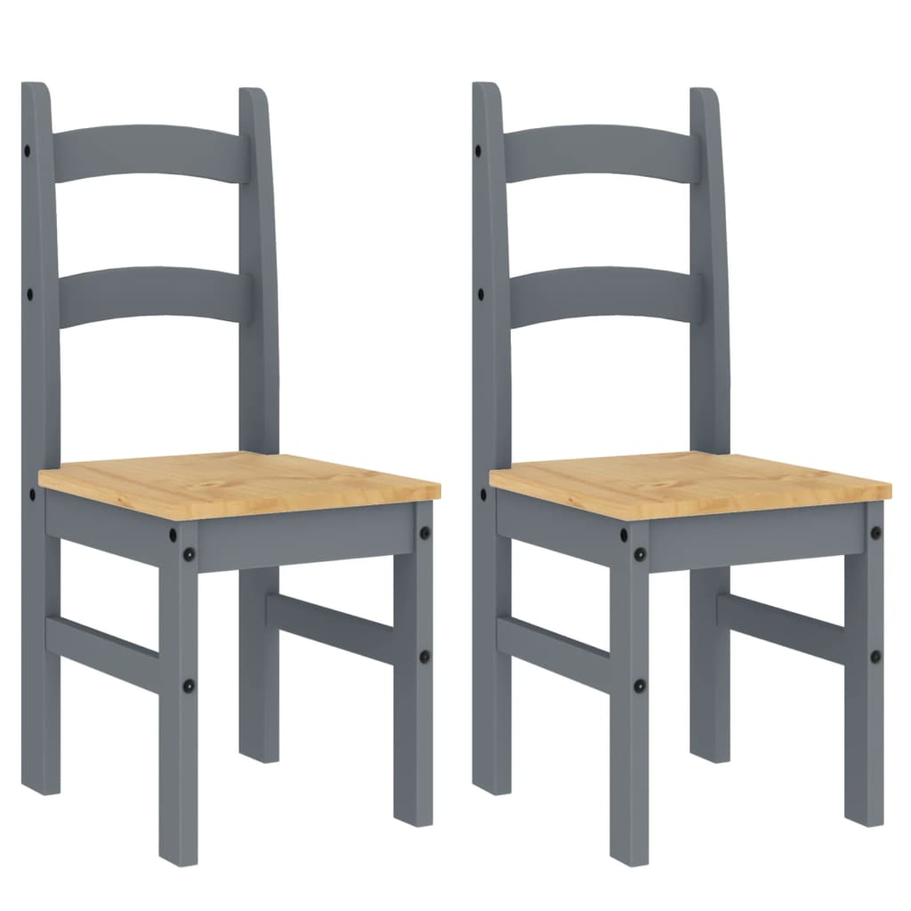 spisebordsstole 2 stk. 40x46x99 cm massivt fyrretræ grå