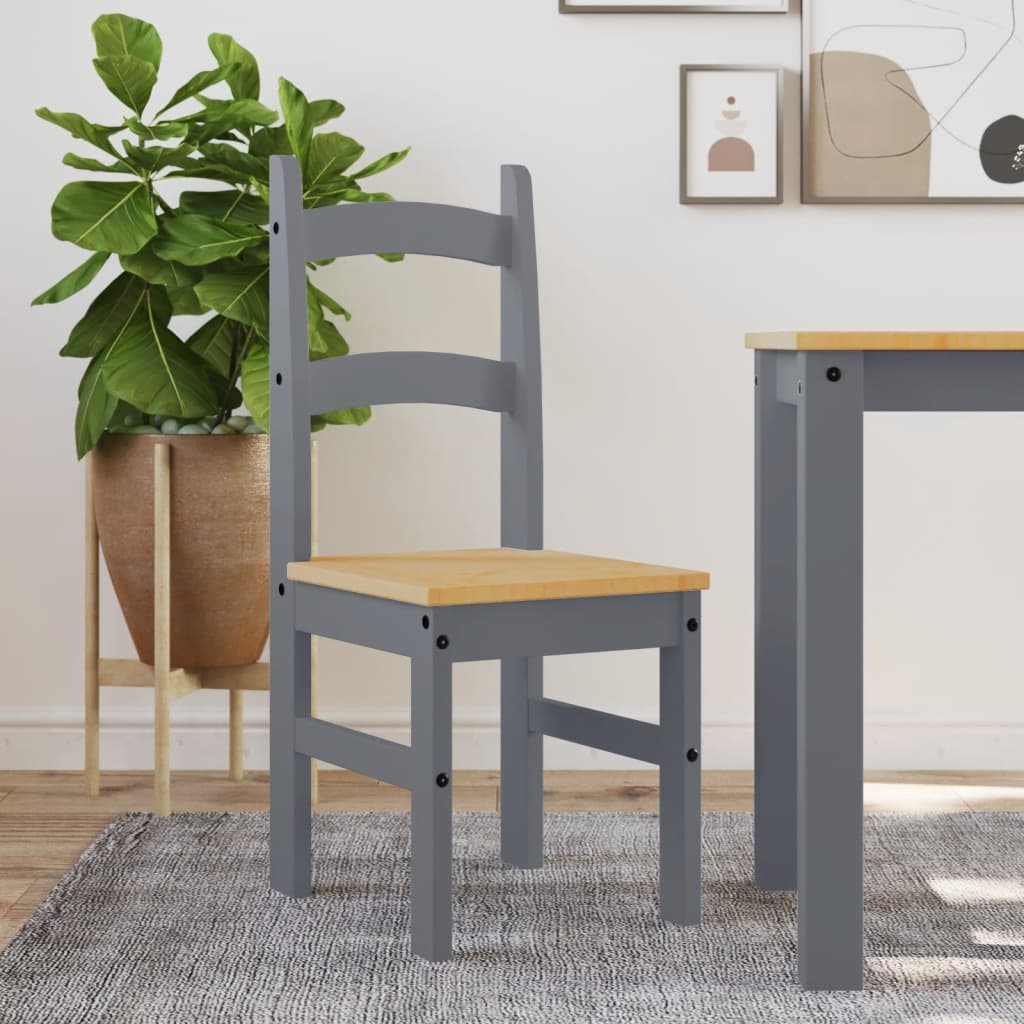 spisebordsstole 2 stk. 40x46x99 cm massivt fyrretræ grå