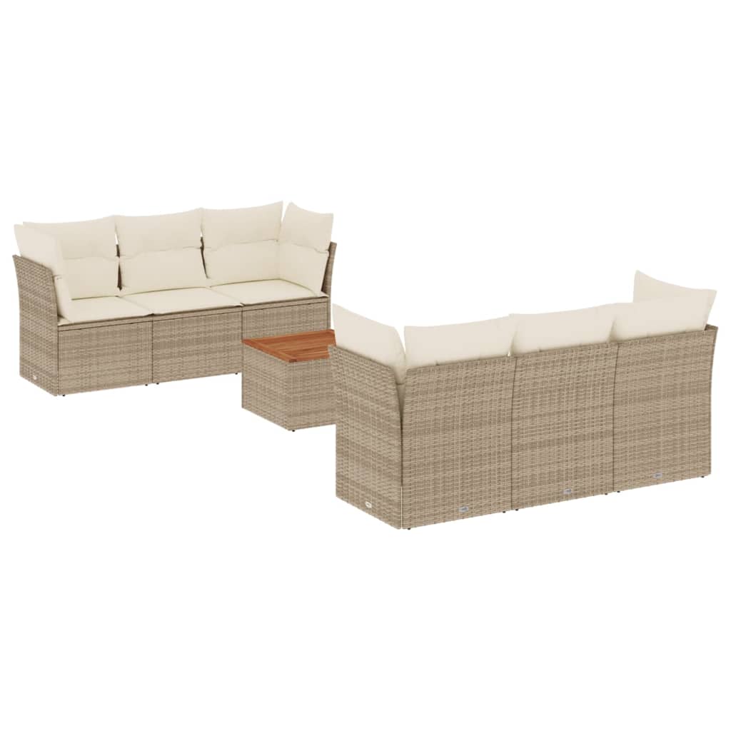 sofasæt til haven 7 dele med hynder polyrattan beige