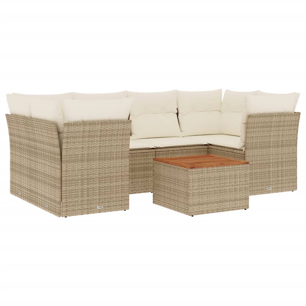 sofasæt til haven 7 dele med hynder polyrattan beige