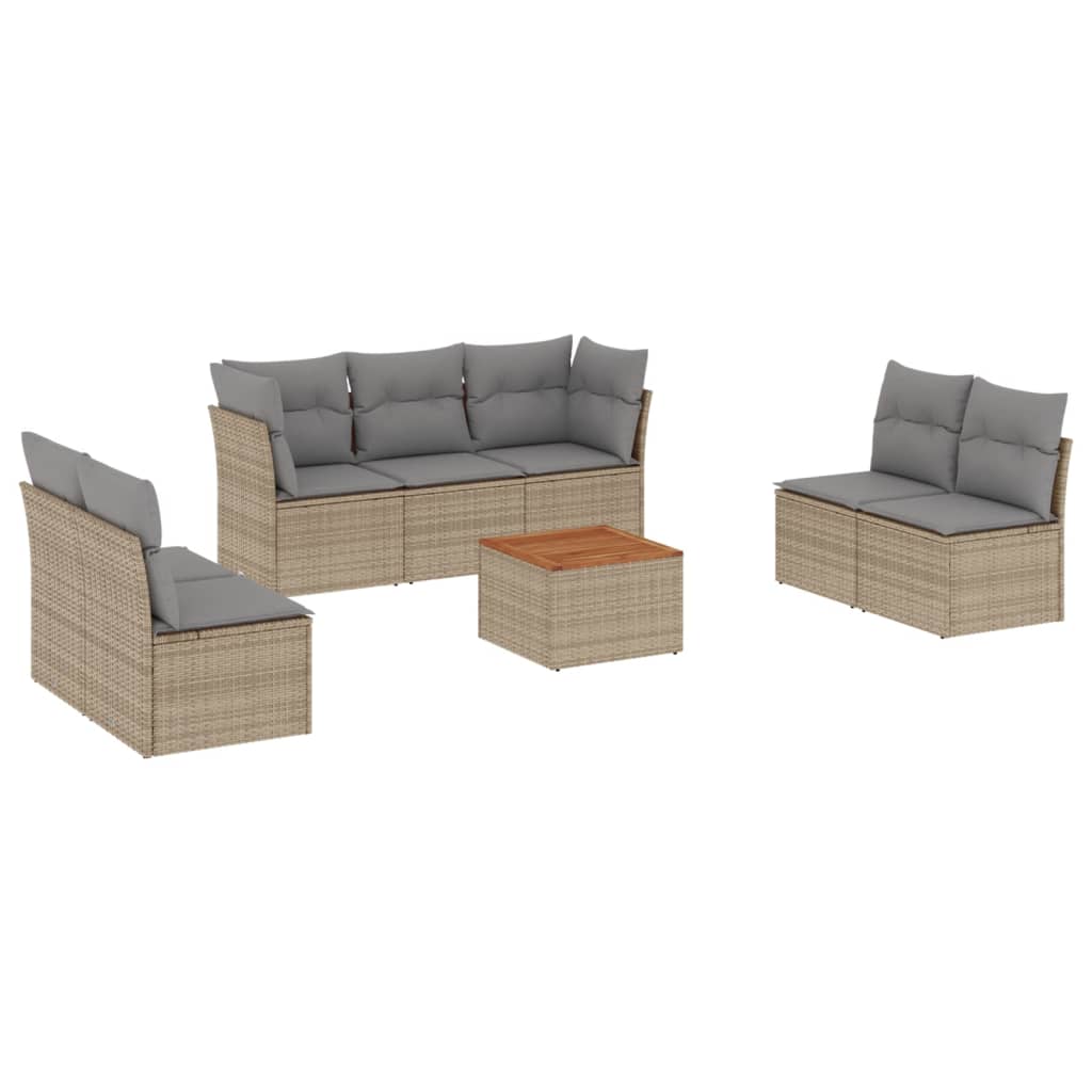 sofasæt til haven 8 dele med hynder polyrattan beige