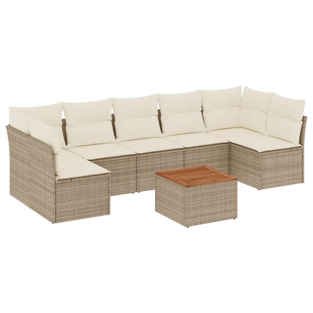 sofasæt til haven 8 dele med hynder polyrattan beige