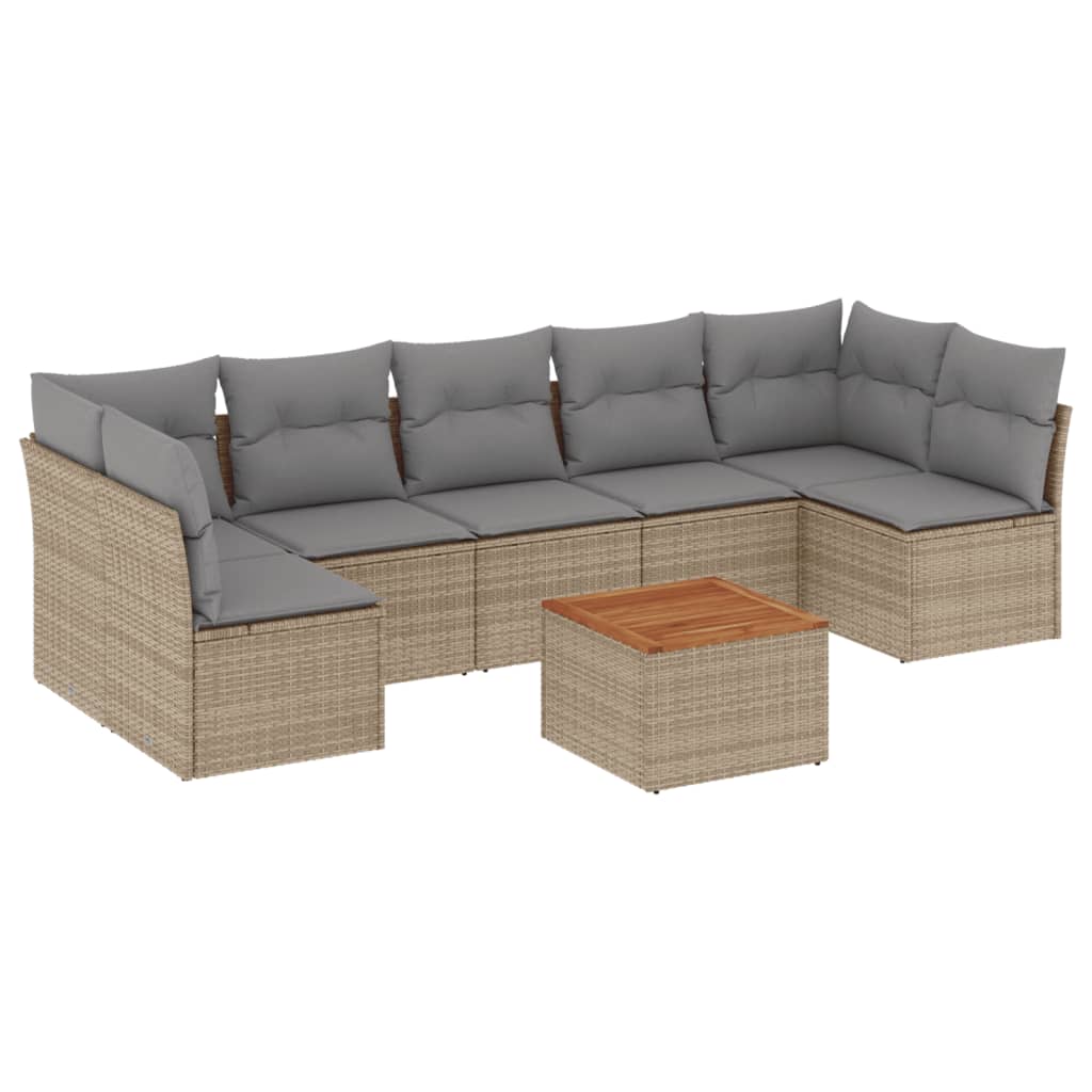 sofasæt til haven 8 dele med hynder polyrattan beige