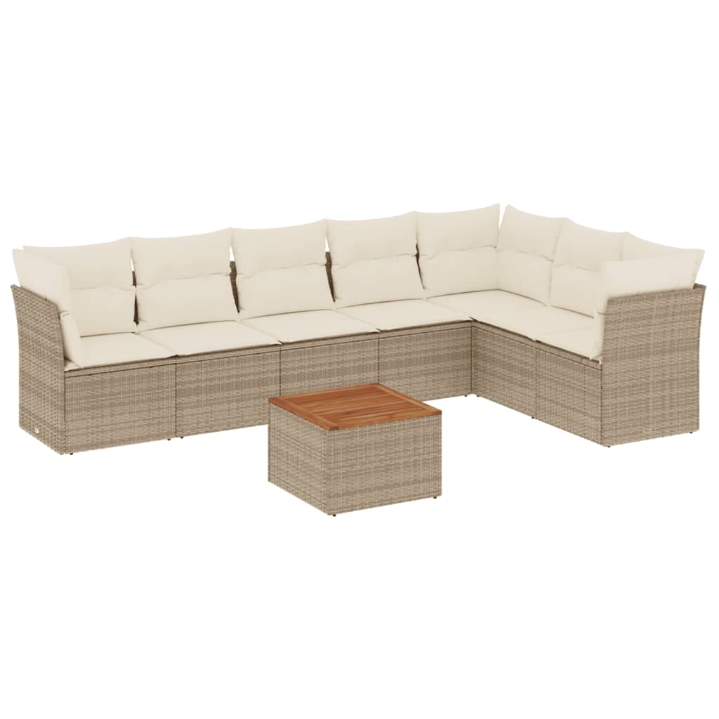 sofasæt til haven 8 dele med hynder polyrattan beige