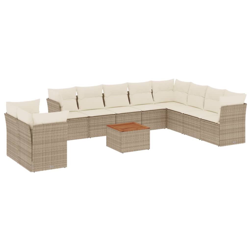 sofasæt til haven 11 dele med hynder polyrattan beige