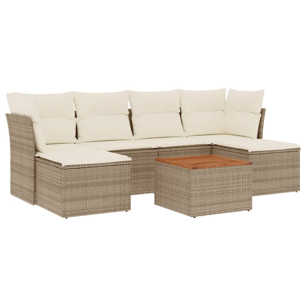 sofasæt til haven 7 dele med hynder polyrattan beige