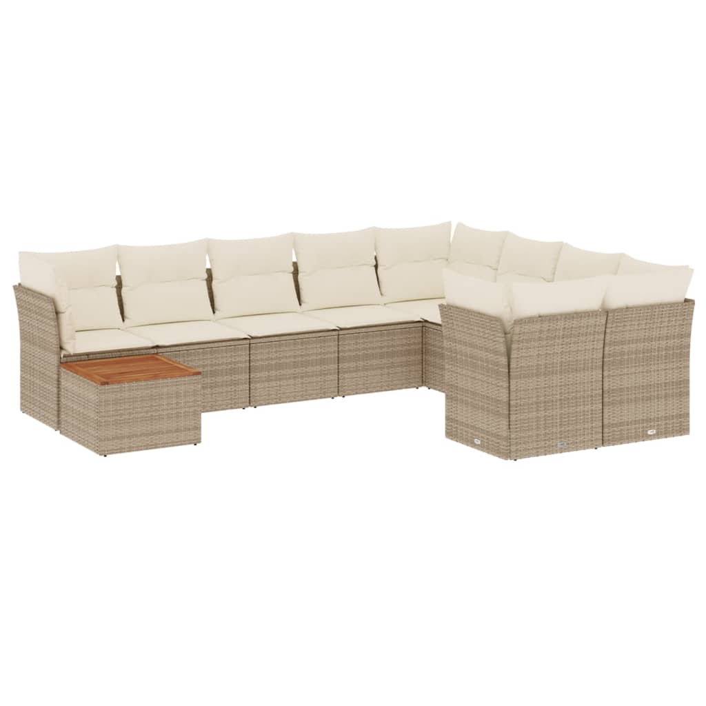 sofasæt til haven 10 dele med hynder polyrattan beige