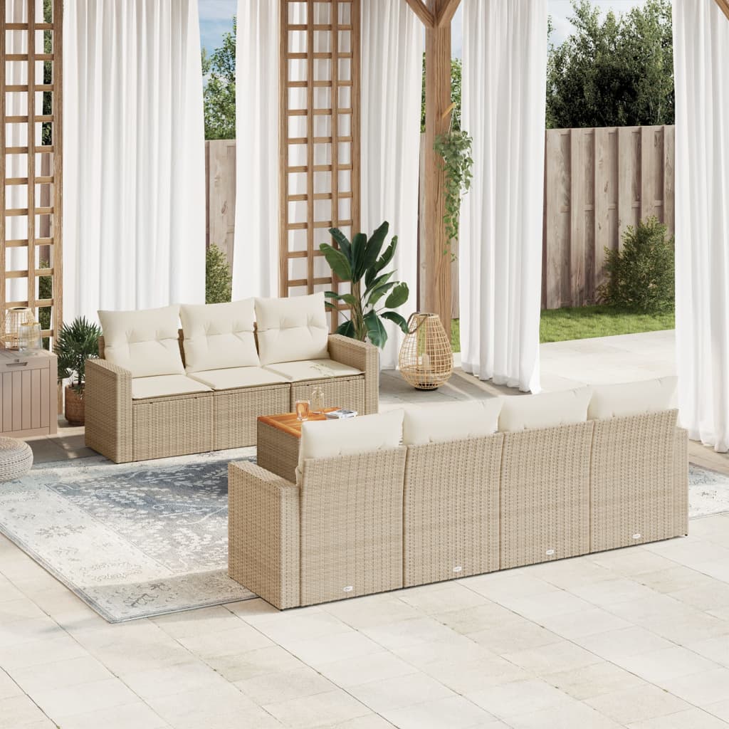 sofasæt til haven 8 dele med hynder polyrattan beige