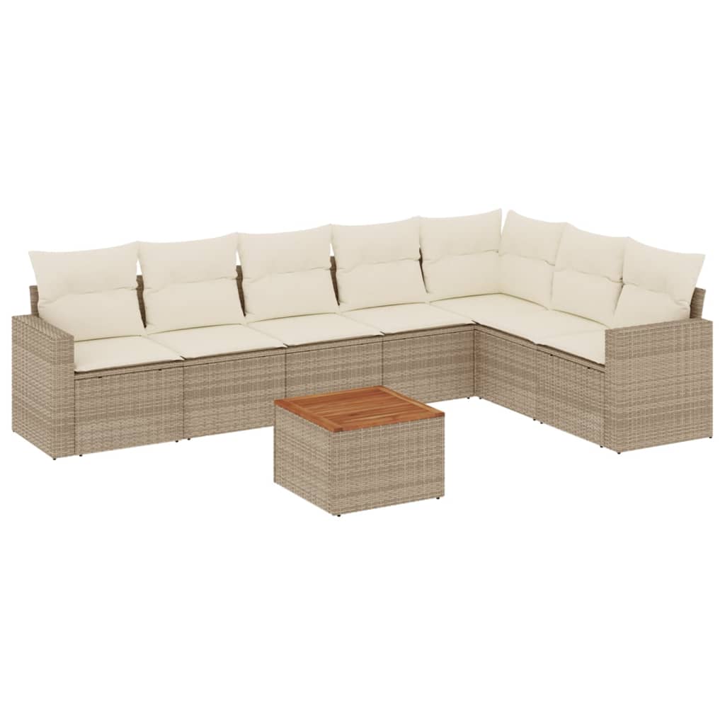 sofasæt til haven 8 dele med hynder polyrattan beige
