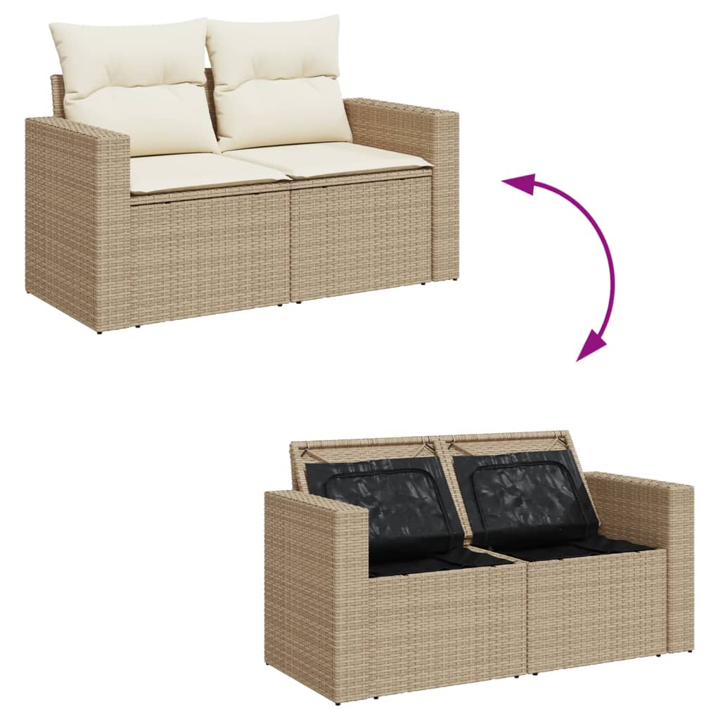 sofasæt til haven 10 dele med hynder polyrattan beige