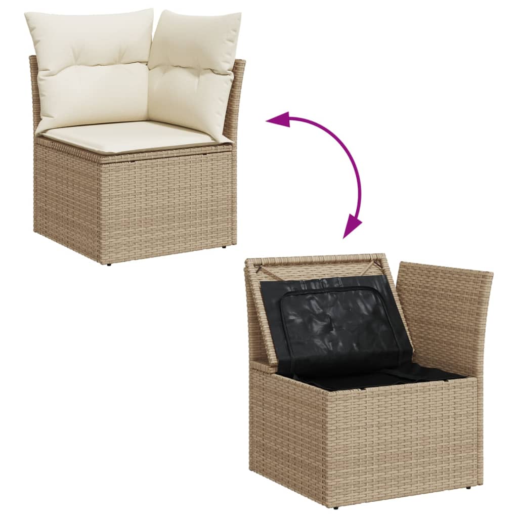 sofasæt til haven 10 dele med hynder polyrattan beige