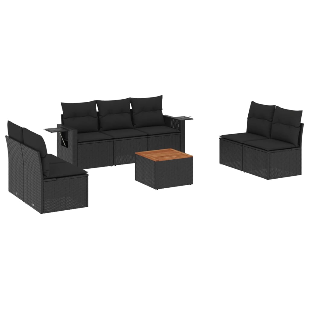 sofasæt til haven 8 dele med hynder polyrattan sort