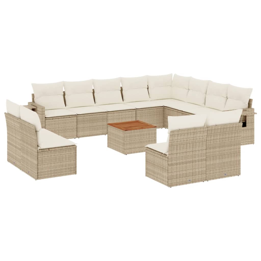 sofasæt til haven 13 dele med hynder polyrattan beige
