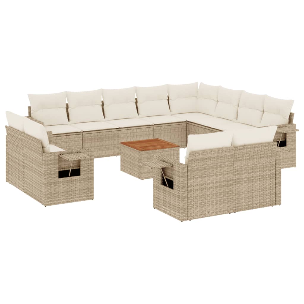 sofasæt til haven 13 dele med hynder polyrattan beige