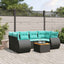 havesofasæt med 7 hynder sort polyrattan