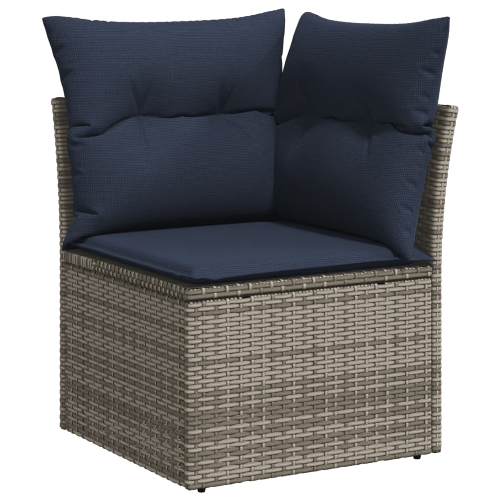 havesofasæt med 8 hynder grå polyrattan