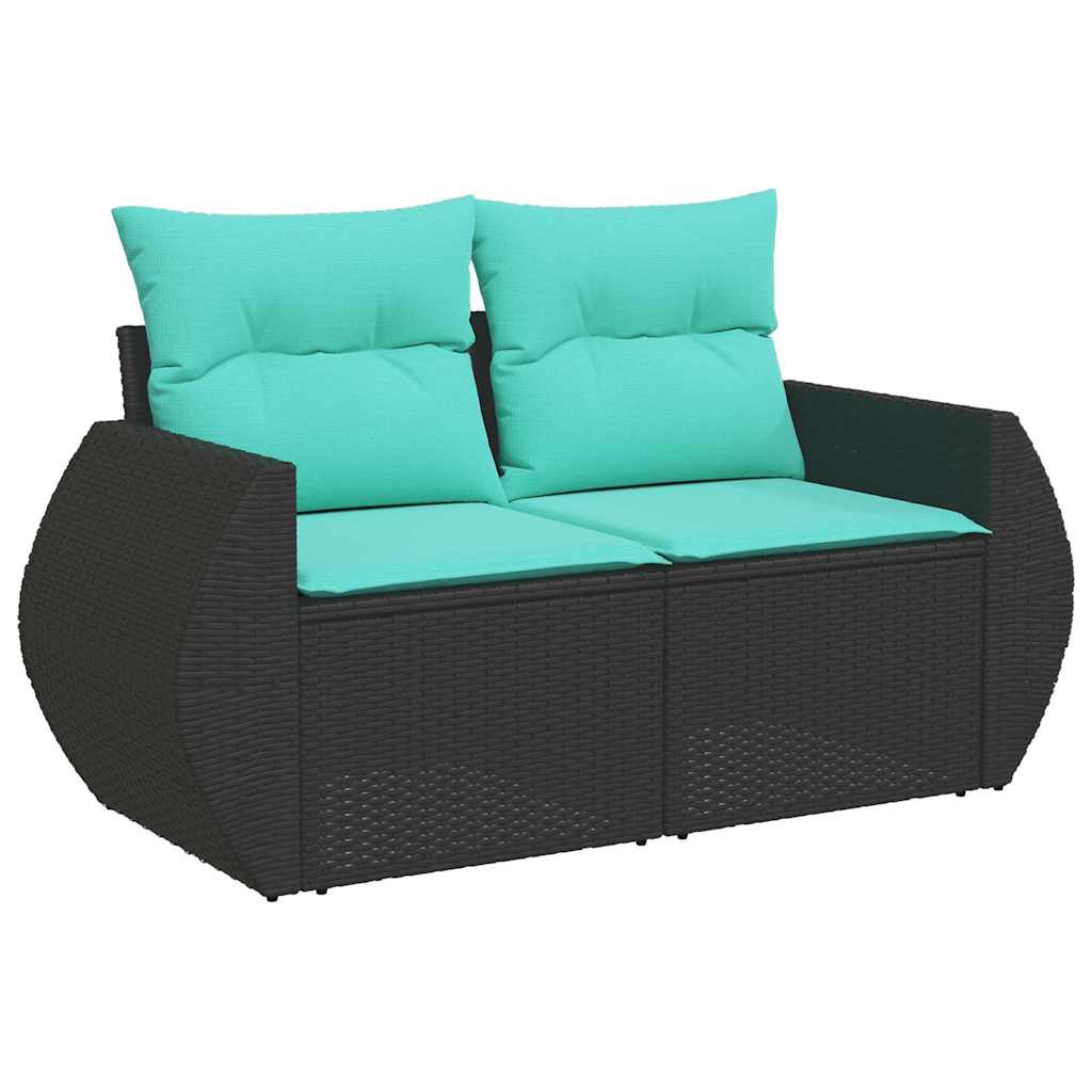 11-delt havesofasæt med hynder sort polyrattan