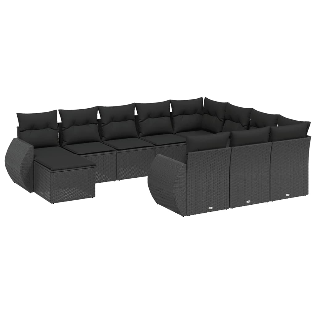 sofasæt til haven 11 dele med hynder polyrattan sort