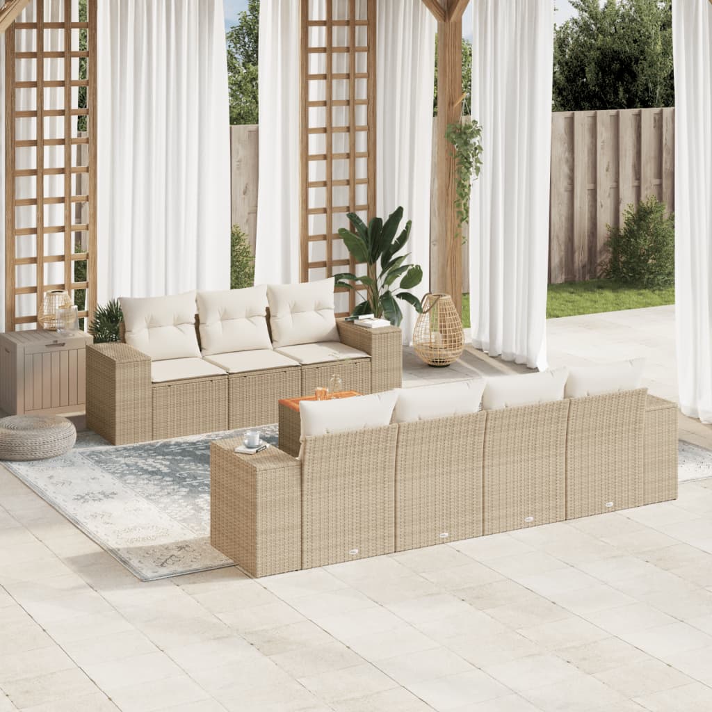 sofasæt til haven 8 dele med hynder polyrattan beige