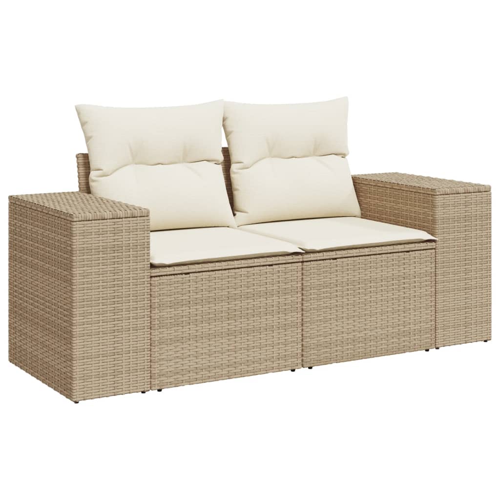sofasæt til haven 7 dele med hynder polyrattan beige