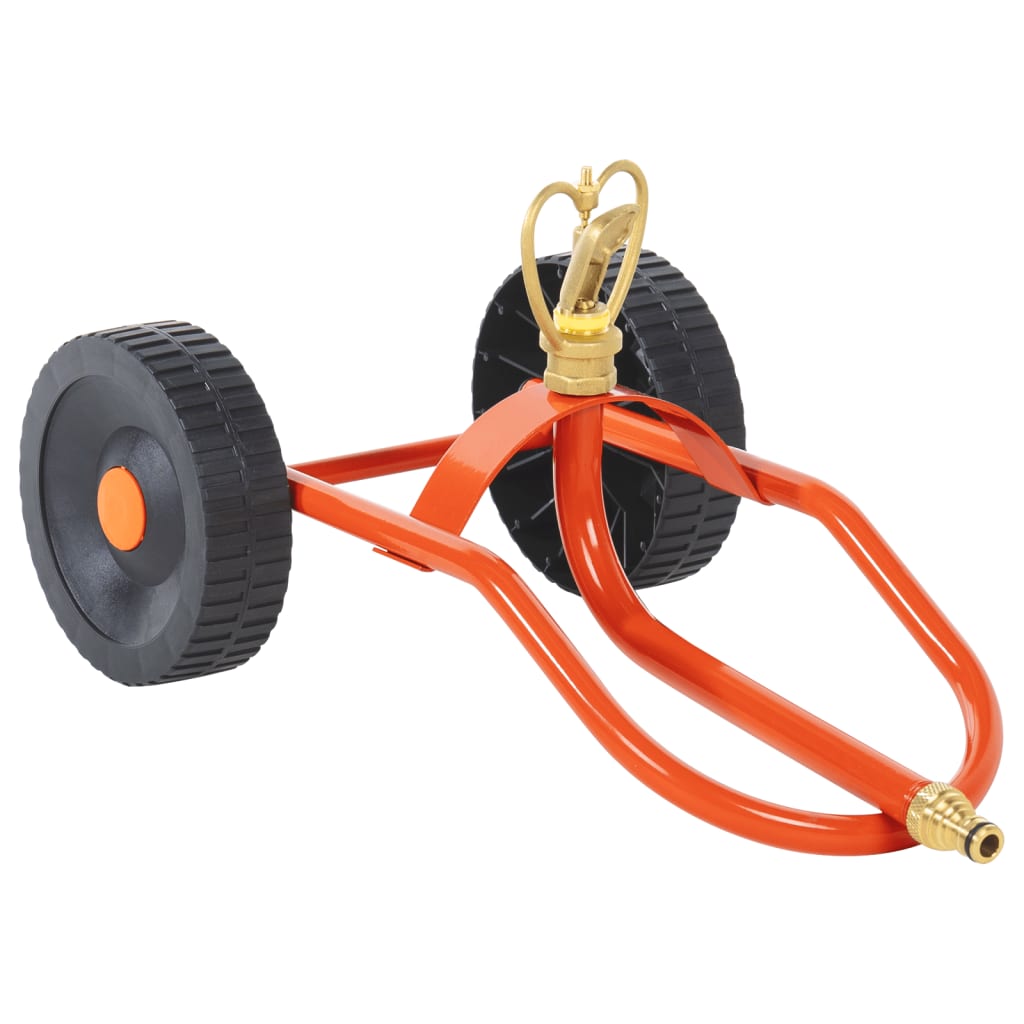 sprinkler med hjul og drejeligt hoved stål rød