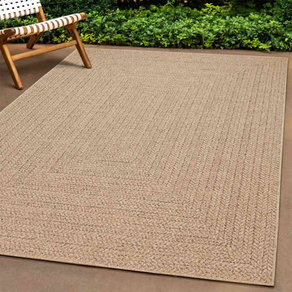 gulvtæppe ZIZUR 120x120 cm jute-look indendørs og udendørs billede