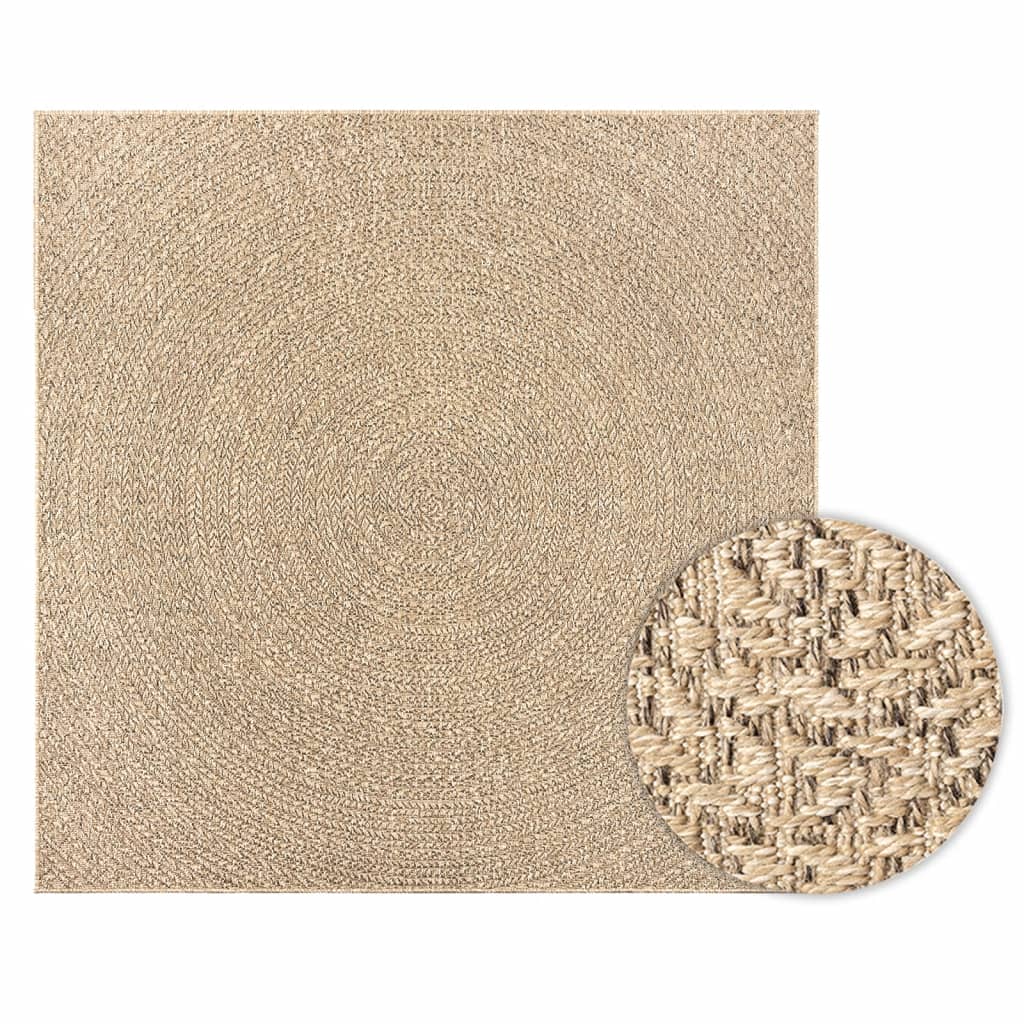 gulvtæppe ZIZUR 200x200 cm jute-look indendørs og udendørs