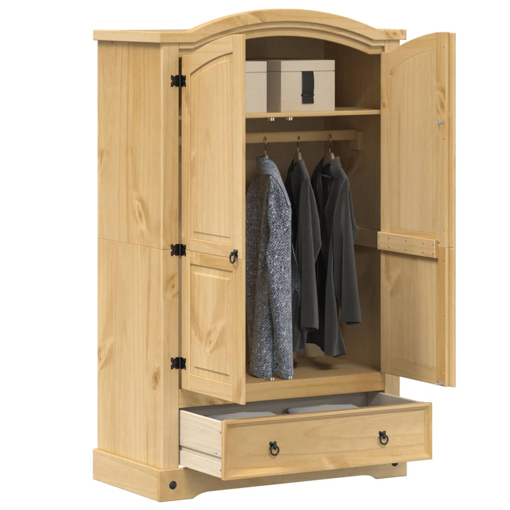 garderobe "Corona" 101x52x170 cm massivt træ fyrretræ billede