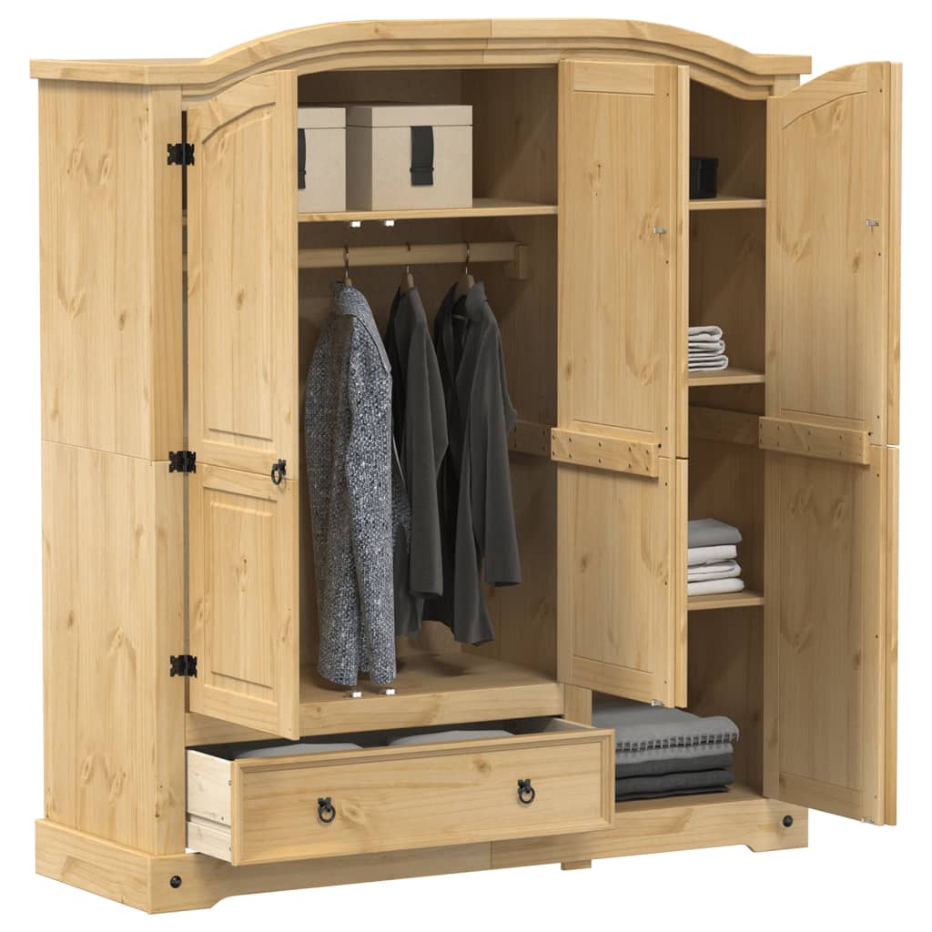 klædeskab Corona 151,5x52x170 cm massivt fyrretræ billede