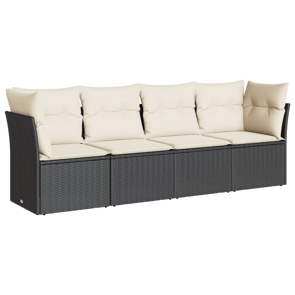sofasæt til haven 4 dele med hynder polyrattan sort