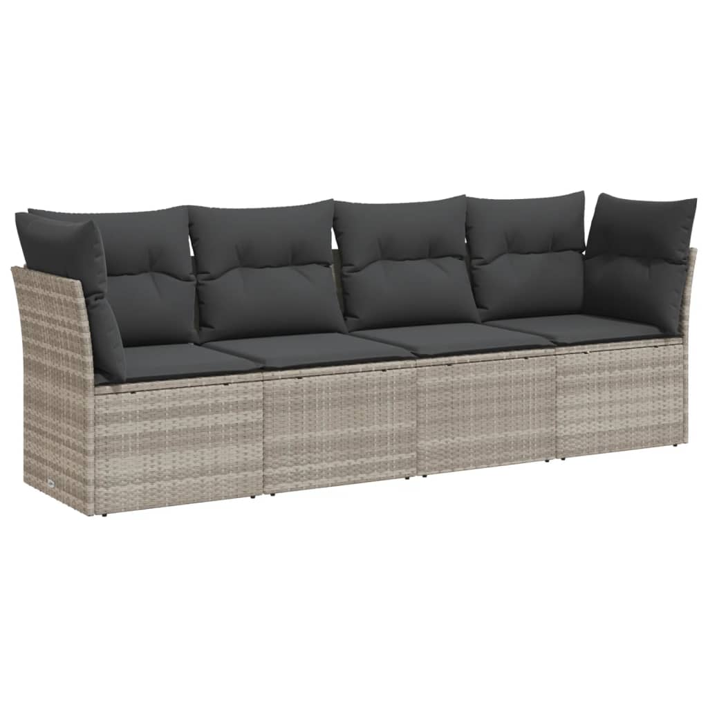 sofasæt til haven 4 dele med hynder polyrattan lysegrå