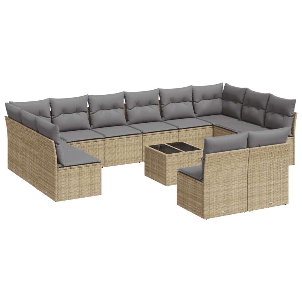 sofasæt til haven 13 dele med hynder polyrattan beige