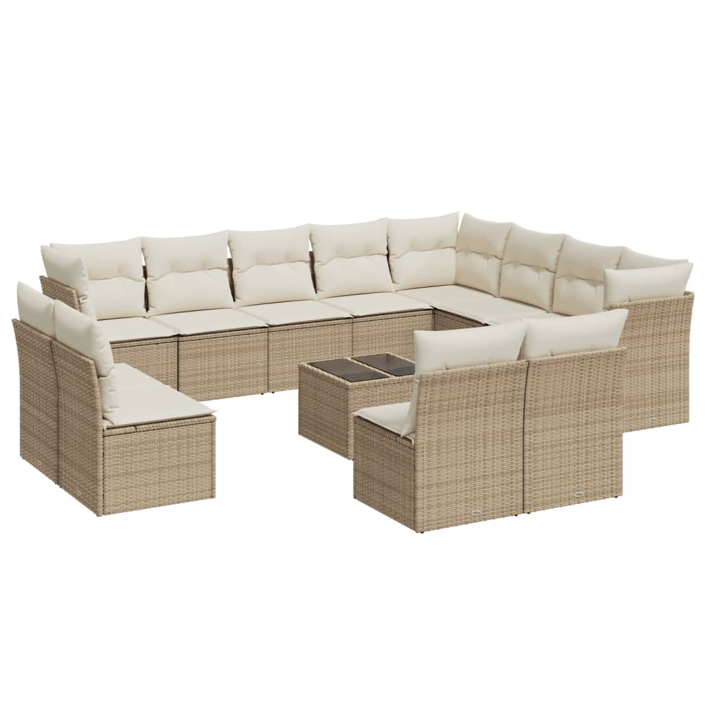 sofasæt til haven 13 dele med hynder polyrattan beige