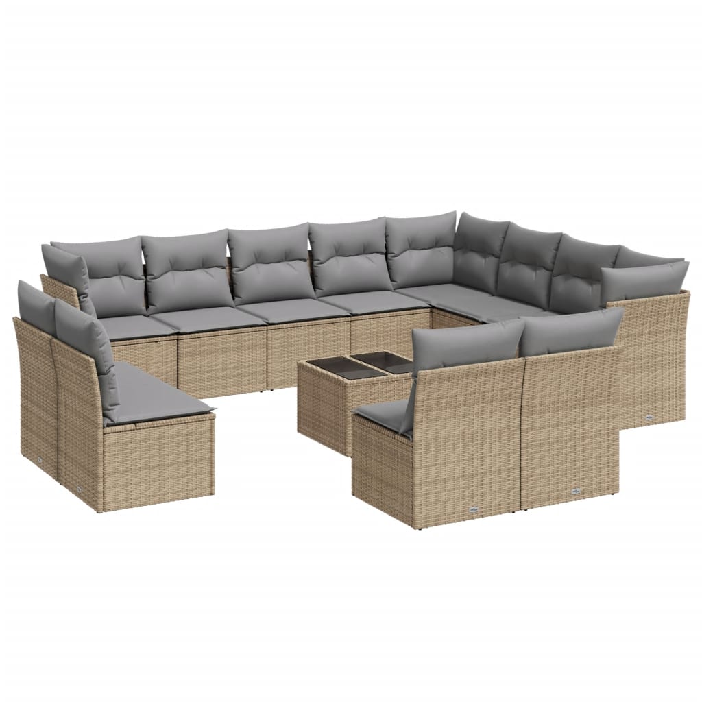 sofasæt til haven 13 dele med hynder polyrattan beige