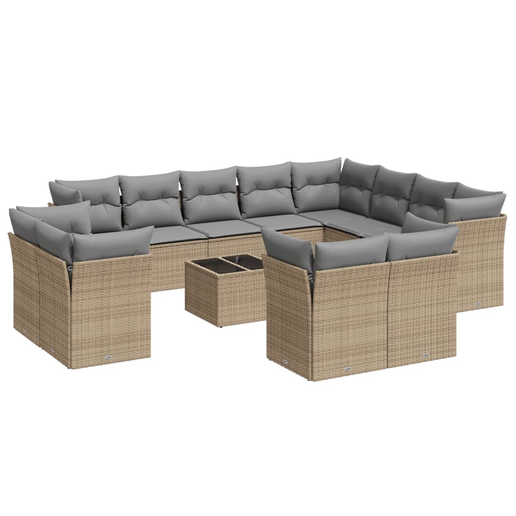 sofasæt til haven 13 dele med hynder polyrattan beige