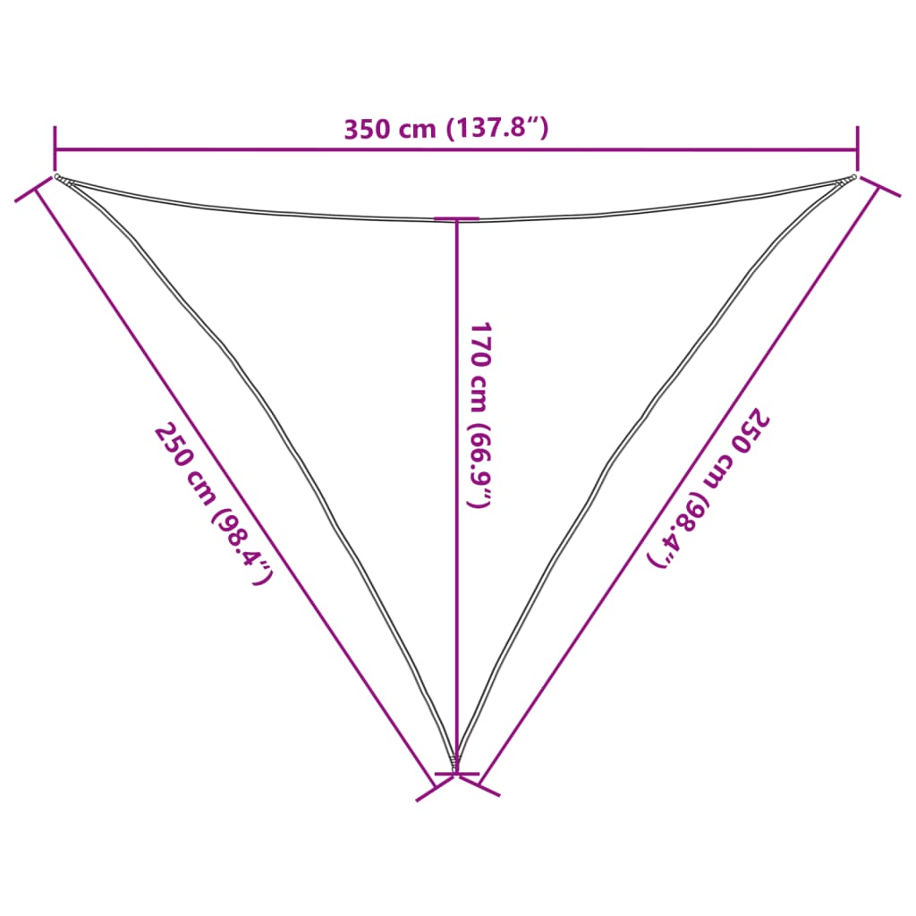 solsejl 2,5x2,5x3,5 m 160 g/m² trekantet HDPE lysegrå