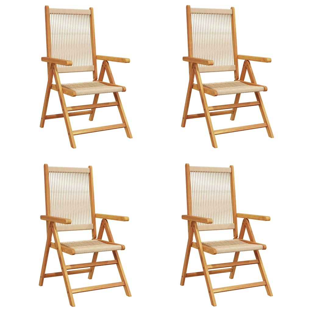 Klapstole i beige, massivt træ, 4 stk.