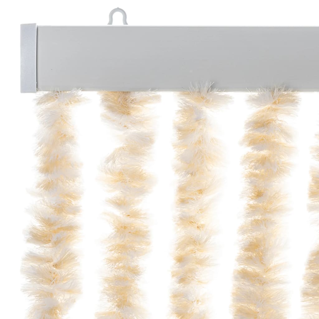 flueforhæng 118x220 cm chenille beige og hvid