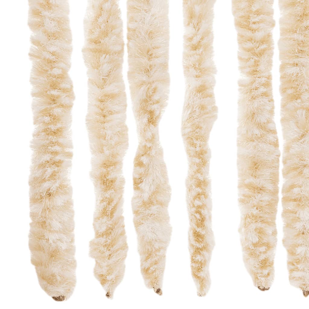 flueforhæng 118x220 cm chenille beige og hvid