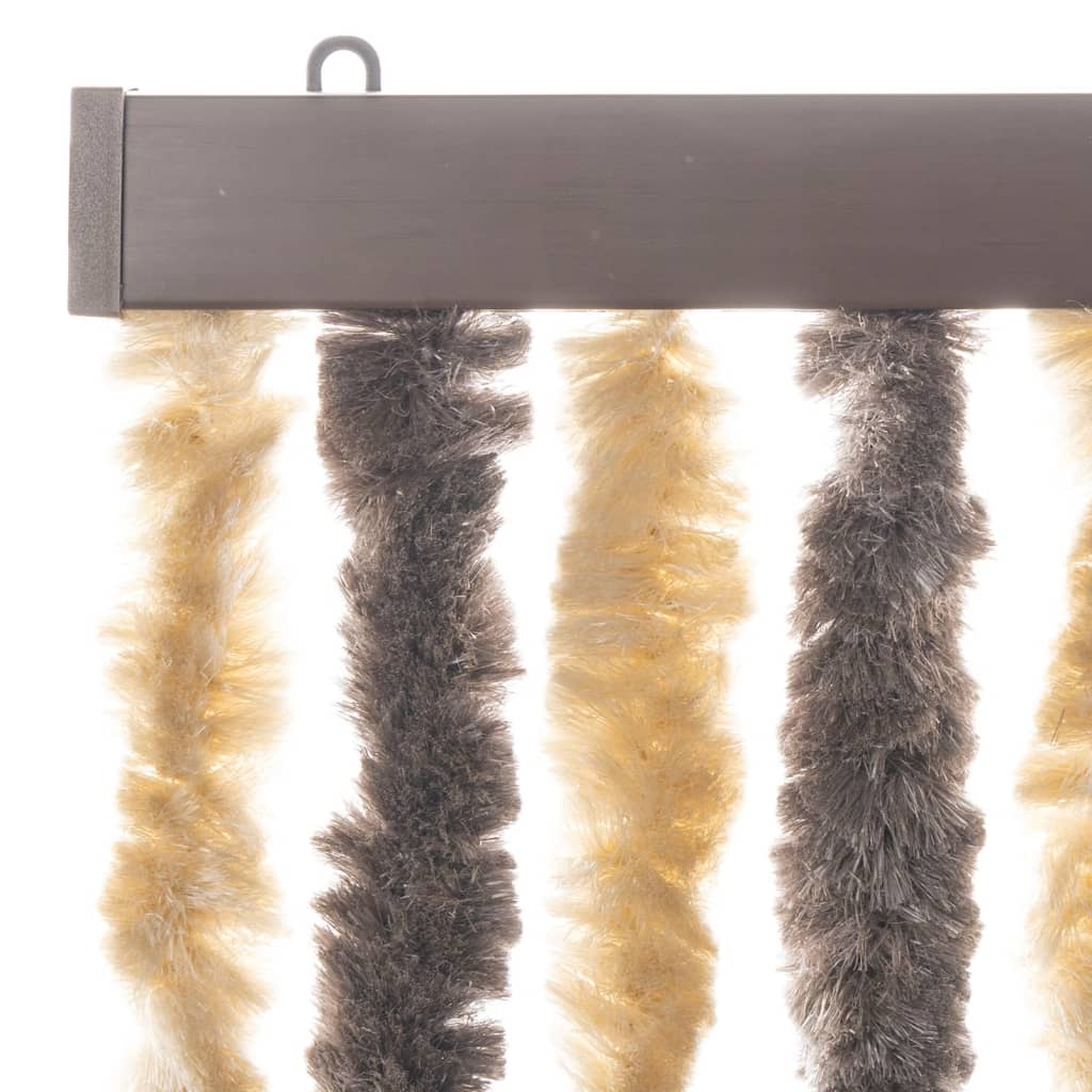 flueforhæng 118x220 cm chenille mørkebrun og beige