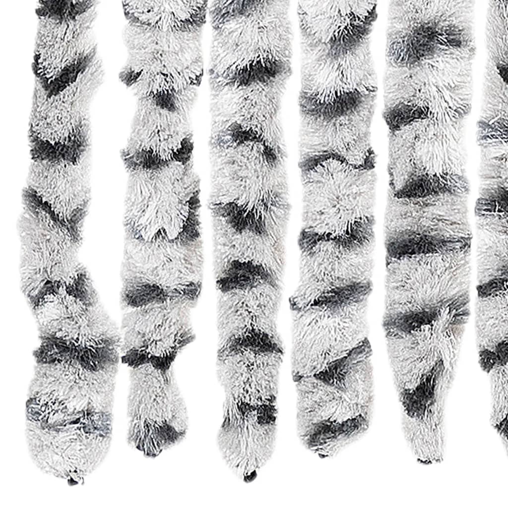 flueforhæng 118x220 cm chenille lysegrå og mørkegrå