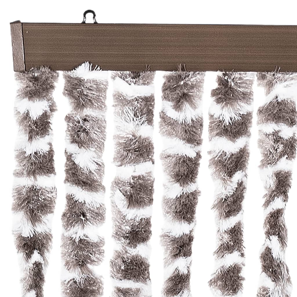 flueforhæng 118x220 cm chenille gråbrun og hvid