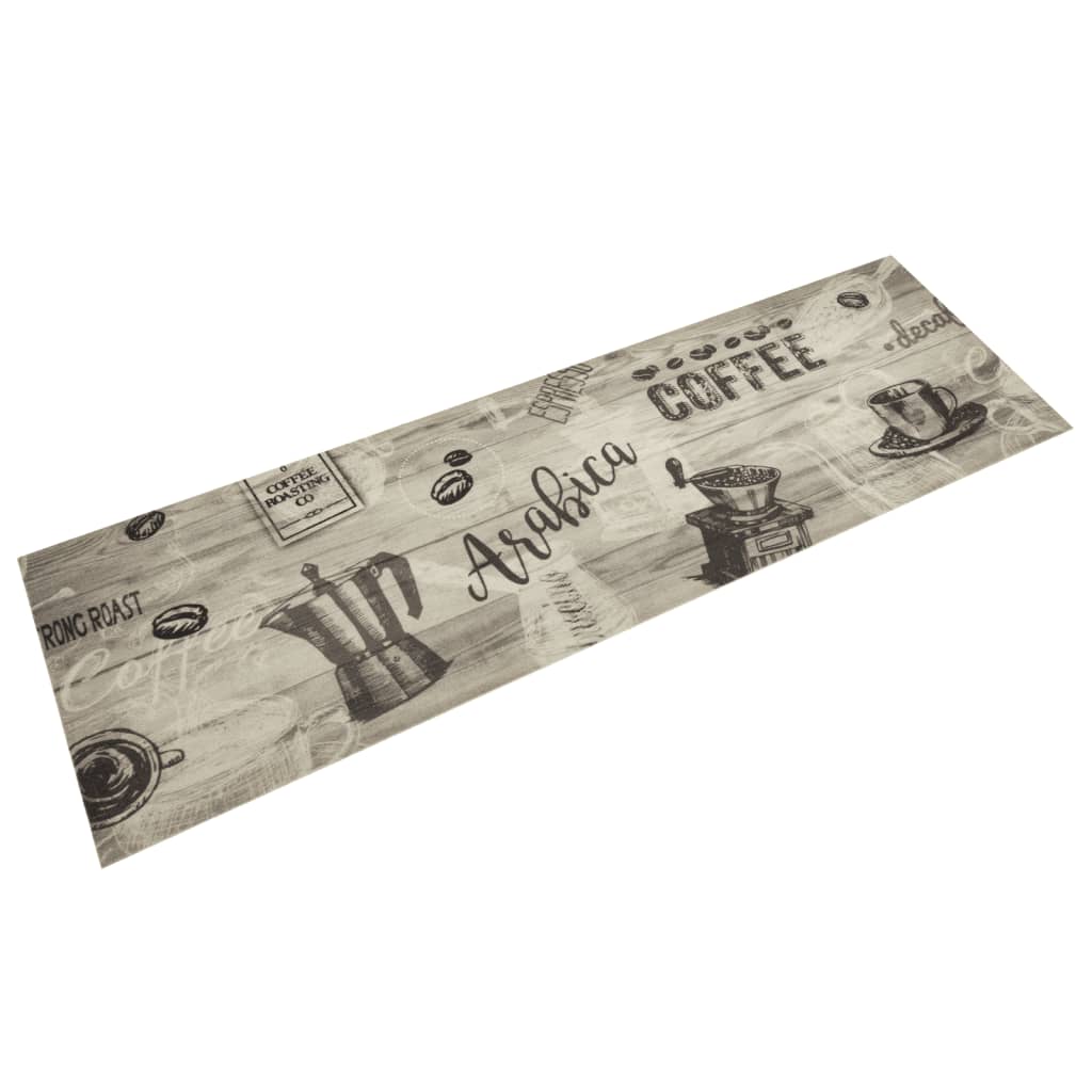 køkkentæppe 45x150 cm Coffee-design vaskbart velour grå