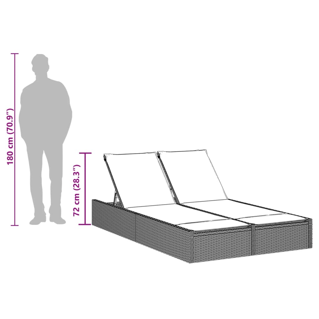 solseng med hynder polyrattan lysegrå