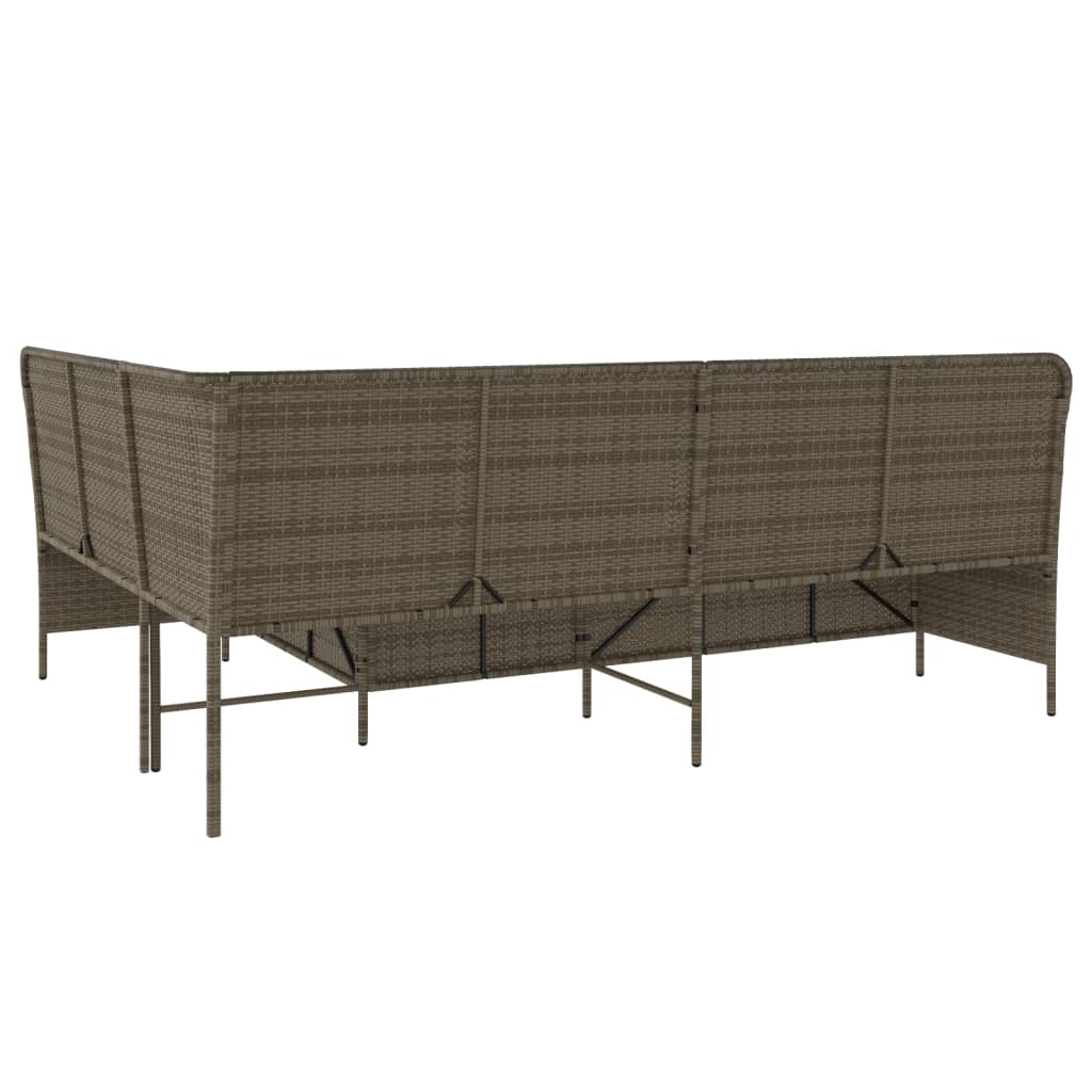 havesofa med hynder L-formet polyrattan grå