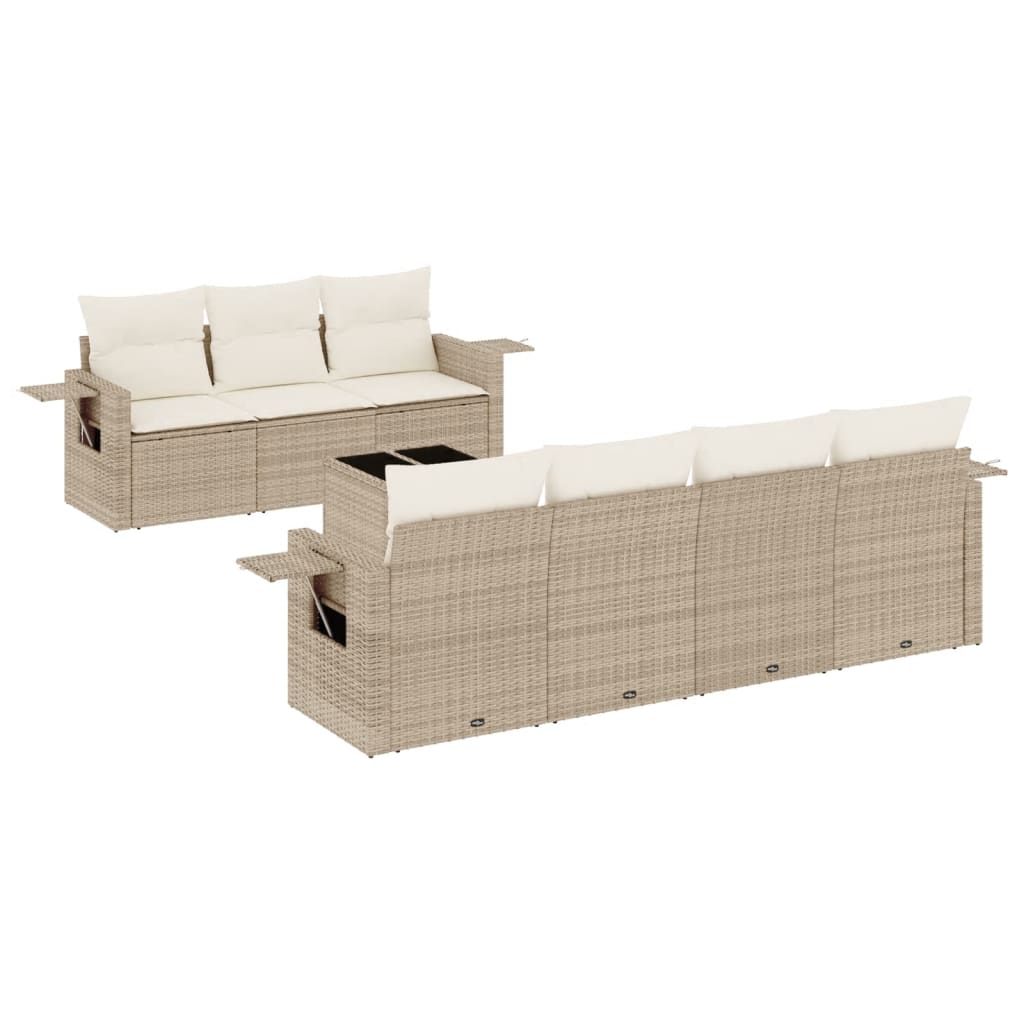 sofasæt til haven 8 dele med hynder polyrattan beige