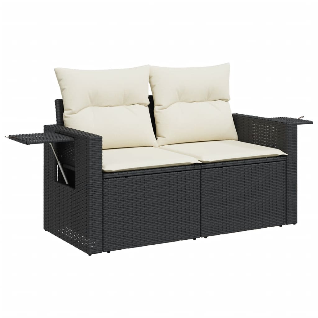 sofasæt til haven 9 dele med hynder polyrattan sort